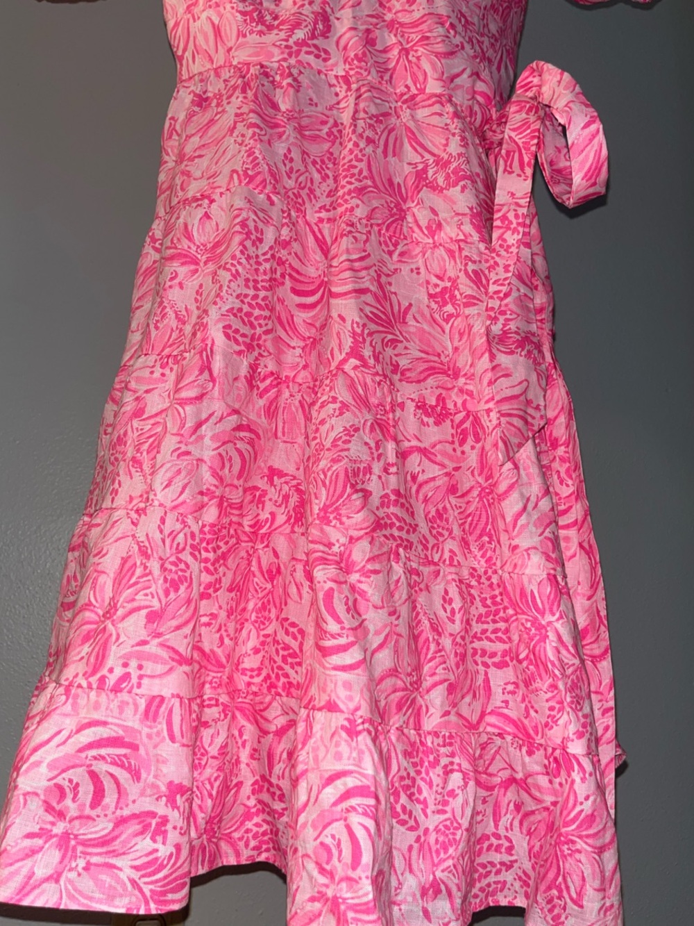 Lily Pulitzer Pink Puff Sleeve Floral Wrap Dress - Picture 4 of 5
